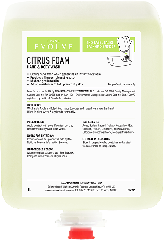 Evans Vanodine Citrus Foam 1L Cartridge