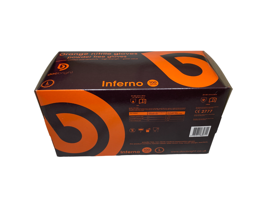 Doc Bright Inferno Nitrile Gloves - Case of 1000 (Orange)