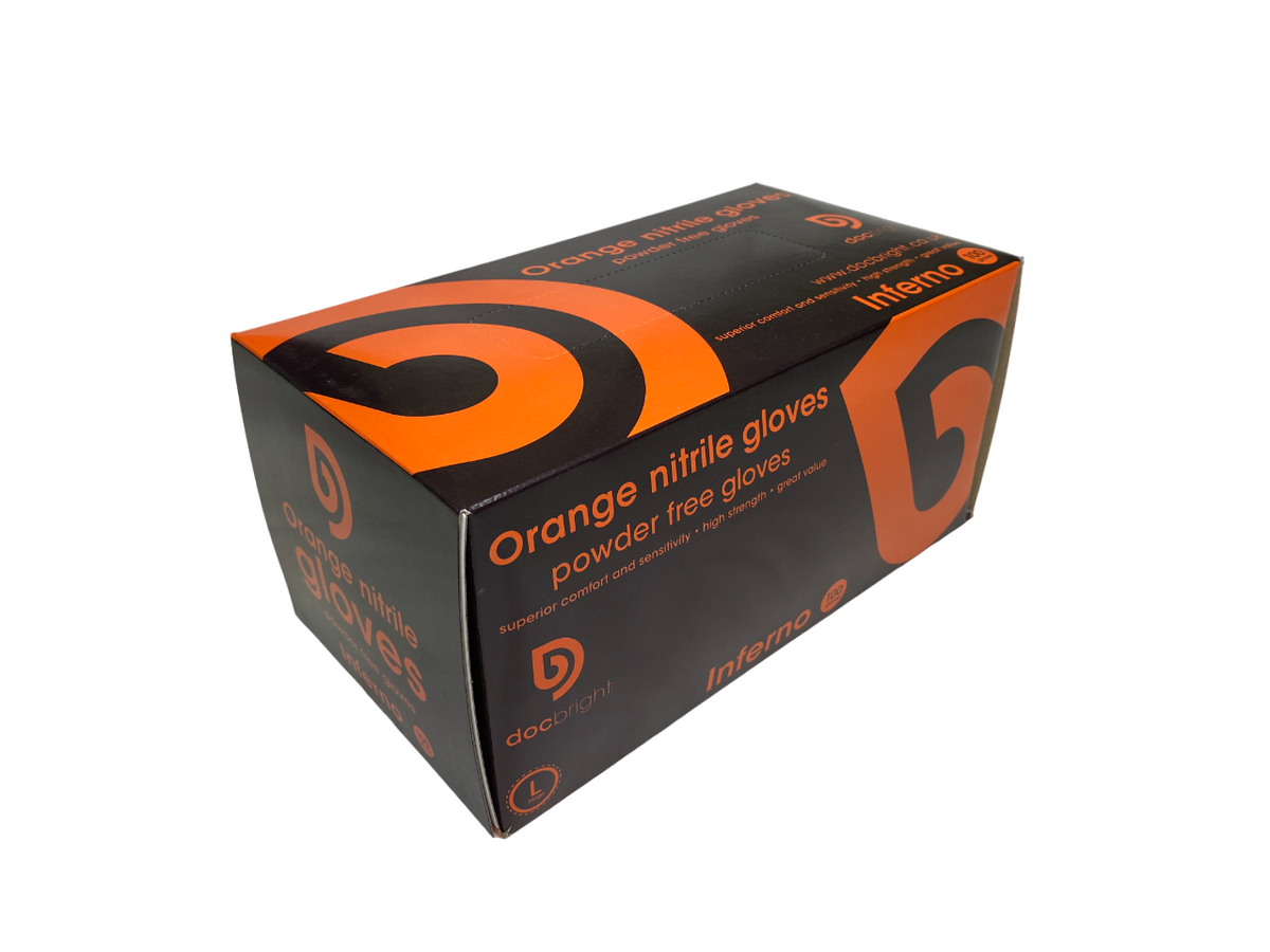 Doc Bright Inferno Nitrile Gloves - Case of 1000 (Orange)