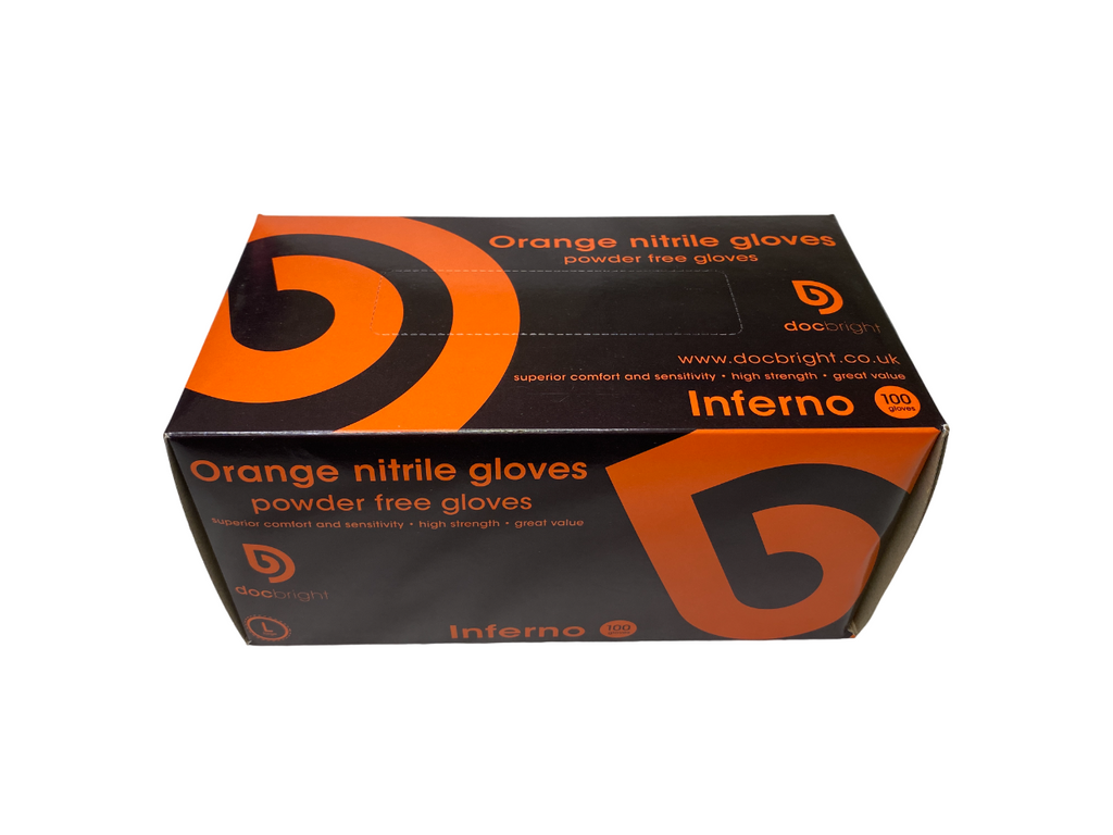 Doc Bright Inferno Nitrile Gloves - Case of 1000 (Orange)