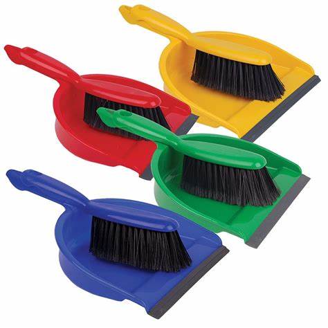 Dust Pan & Brush - Blue, Green, Red & Yellow