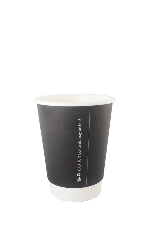 Black Double Wall Hot Cup (PE Lined) - 500 units per case