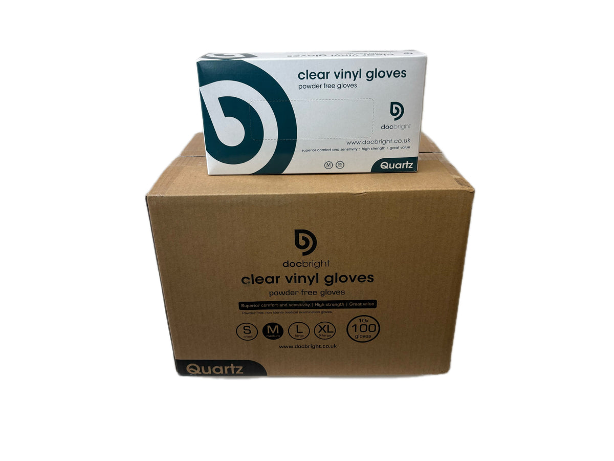 Doc Bright 'Quartz' Vinyl Gloves - Case of 1000 (Clear)