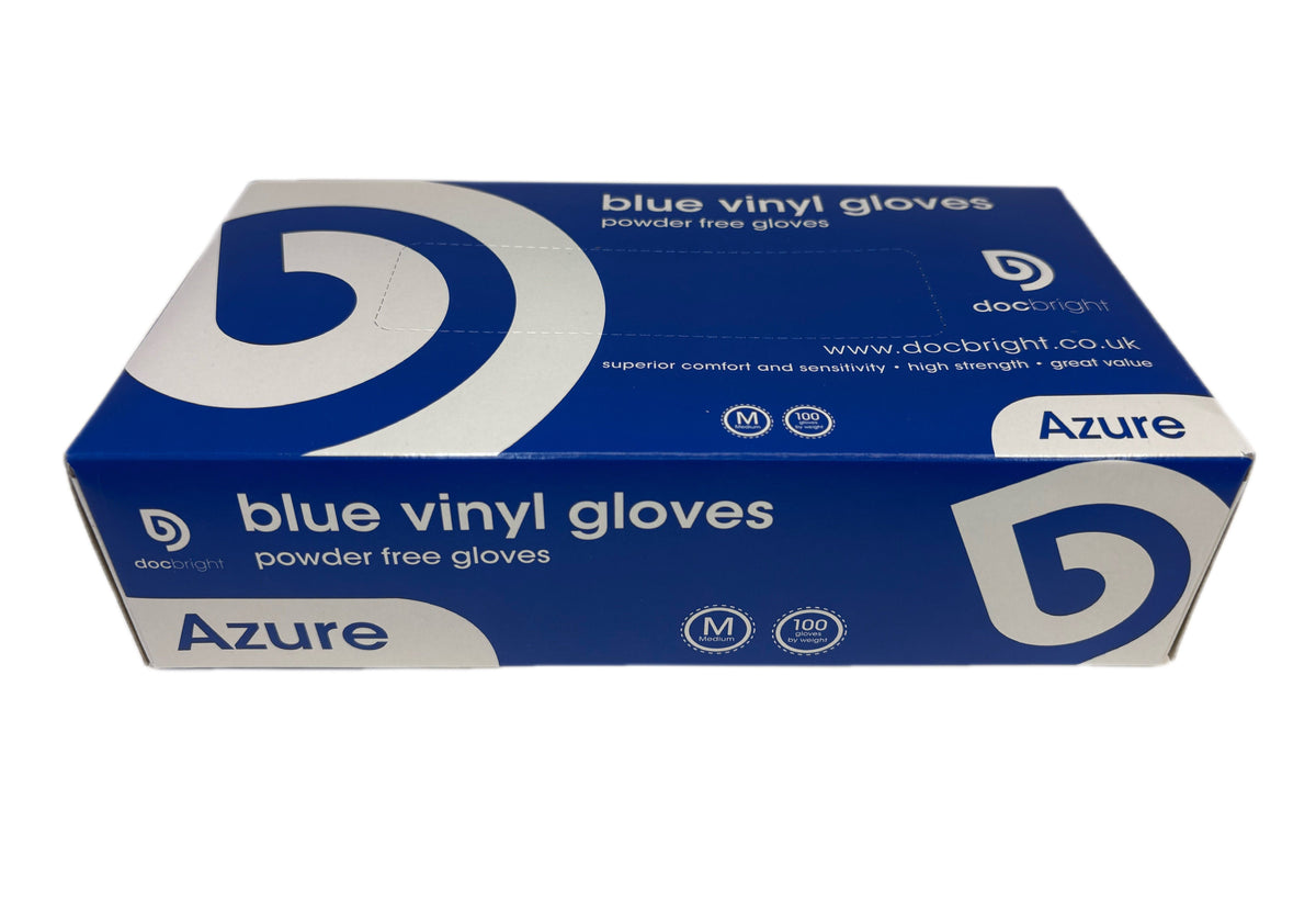 Doc Bright 'Azure' Vinyl Gloves - Case of 1000 (Blue)