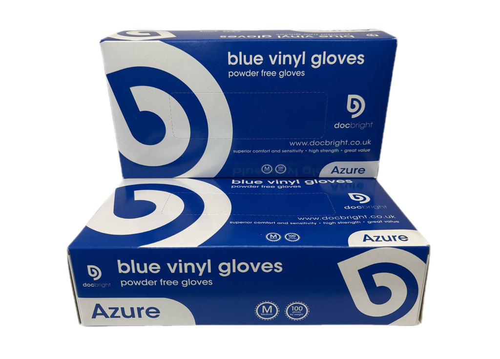 Doc Bright 'Azure' Vinyl Gloves - Case of 1000 (Blue)