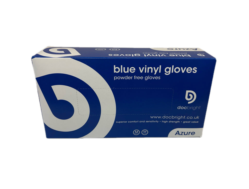Doc Bright 'Azure' Vinyl Gloves - Case of 1000 (Blue)