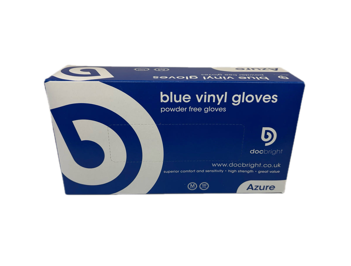 Doc Bright 'Azure' Vinyl Gloves - Case of 1000 (Blue)