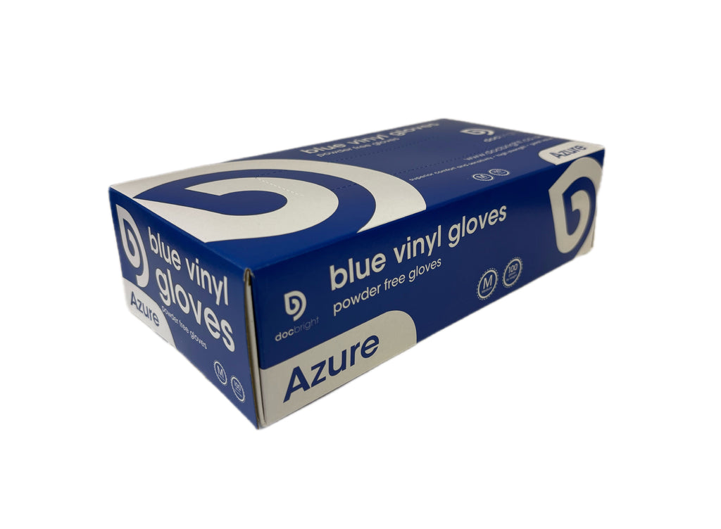 Doc Bright 'Azure' Vinyl Gloves - Case of 1000 (Blue)