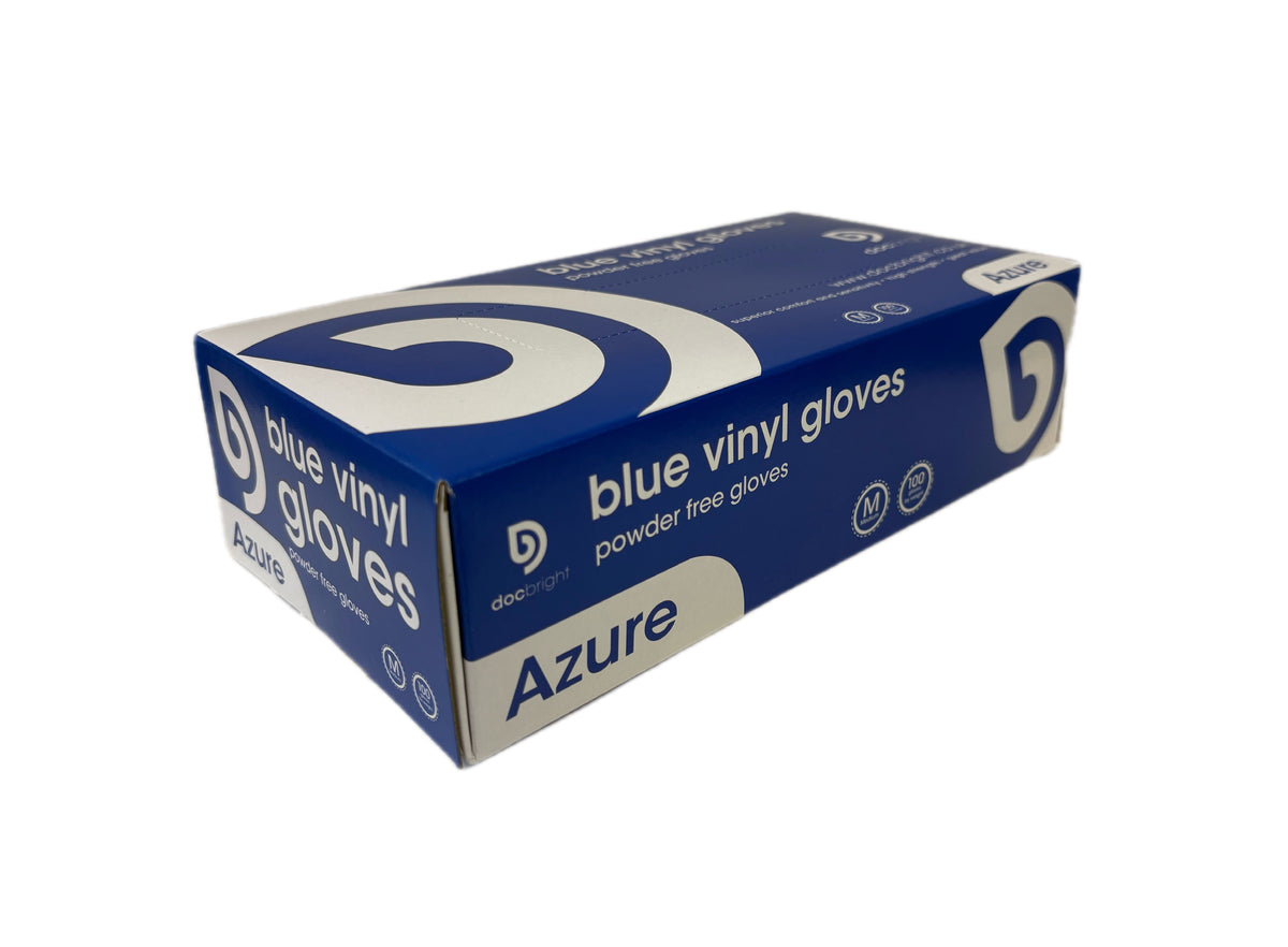 Doc Bright 'Azure' Vinyl Gloves - Case of 1000 (Blue)
