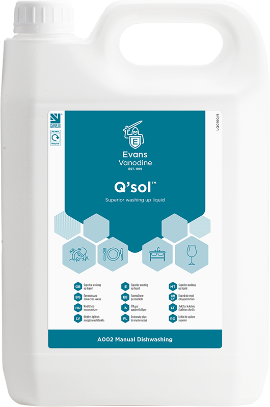 Evans Vanodine Q-Sol Wasing Up Liquid - 2x5 Litre